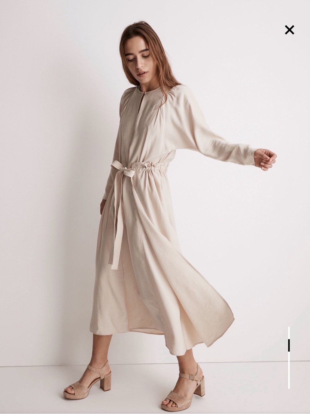Madewell Tie-Front Paperbag Midi Dress Size L Never Worn - Picture 1 of 15